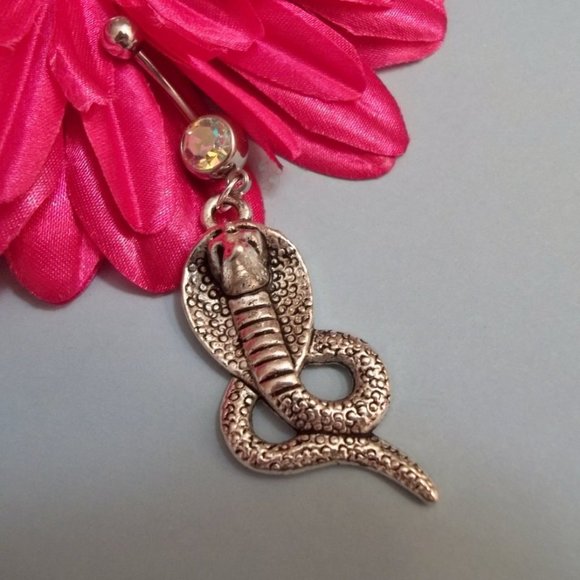 *5/35*  Handmade Egyptian King Cobra AB Belly ring 14G - Picture 2 of 4